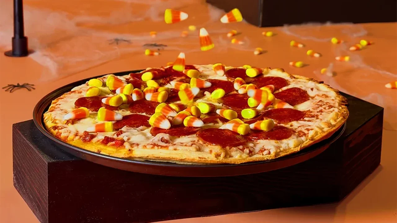 Tombstone Candy Corn Pizza